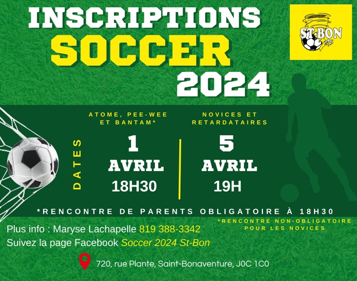 Inscriptions au soccer 2024